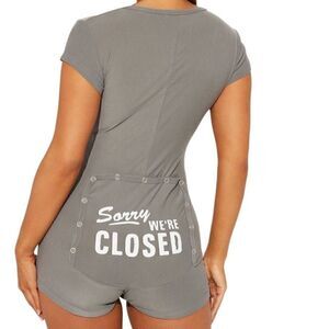 Not Tired Short Sleeve Gray Romper -E